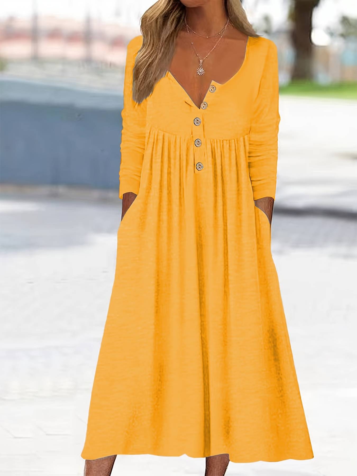 Imethma | Maxi Dress Long Sleeve Button Pocket