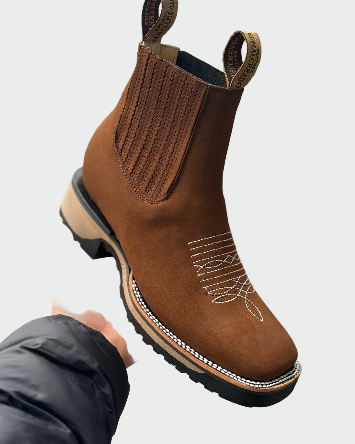 Andrea | Ankle Boots Brown Chelsea Embroidered Lug Sole