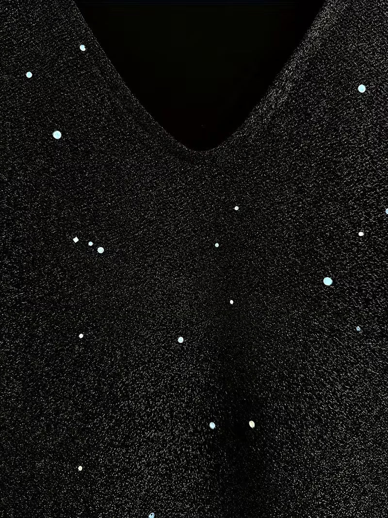 Eglantina | Sequin V Neck Long Sleeve Dress