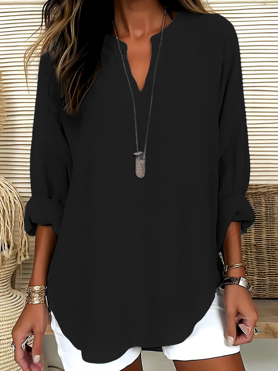 Shawna | V Neck Long Sleeve Relaxed Blouse