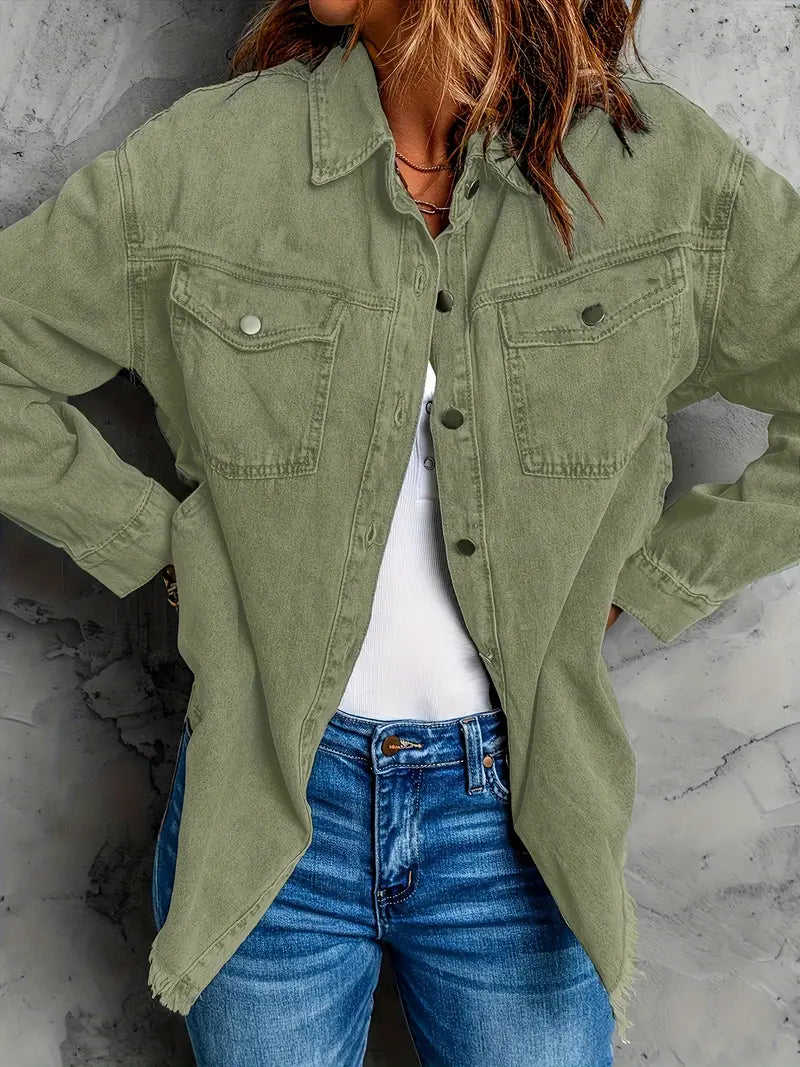 Malika | Denim Jacket with Long Sleeves and Pockets