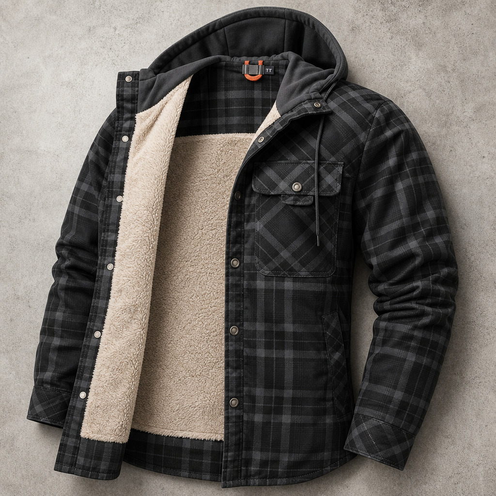 Anderson | Shirt Jacket With Plaid Pattern and Hood