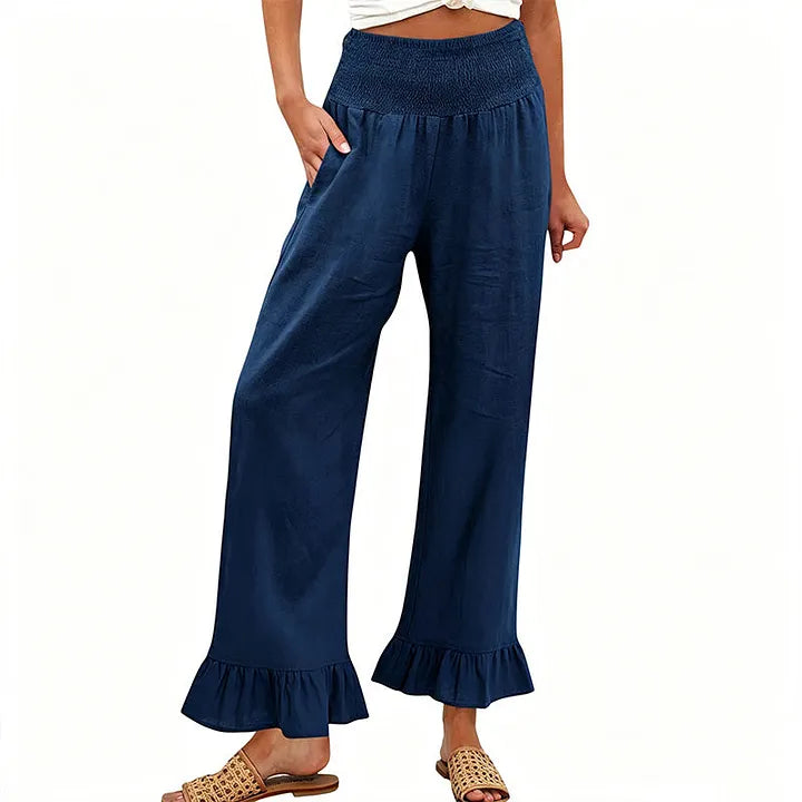 Moriom | Ruffle Hem Wide Leg Pants