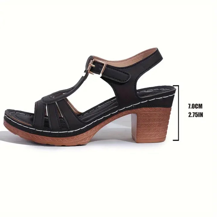 Leanna - Block Heel T Bar Open Toe Sandals