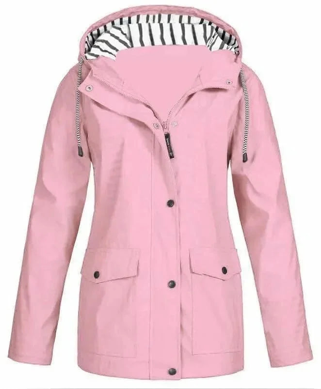 Ilektra | Hooded Long Sleeve Zip Rain Jacket