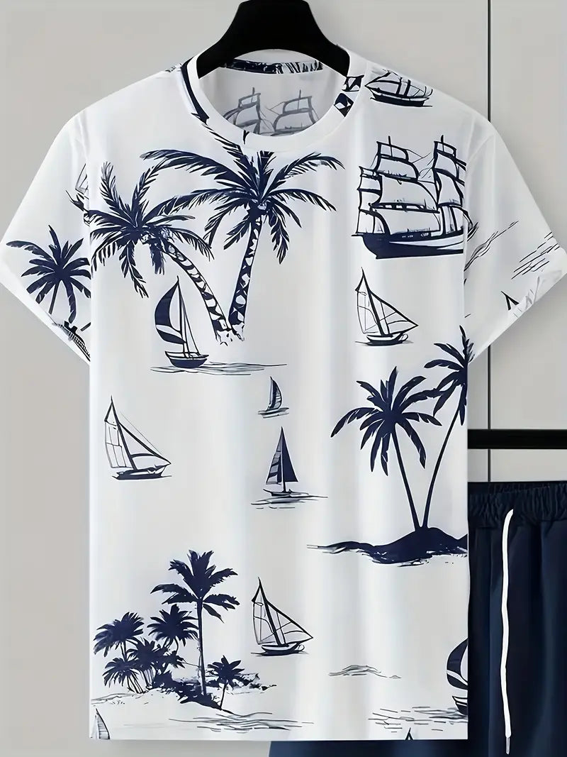 Barea | Tropical Print T Shirt Shorts Set