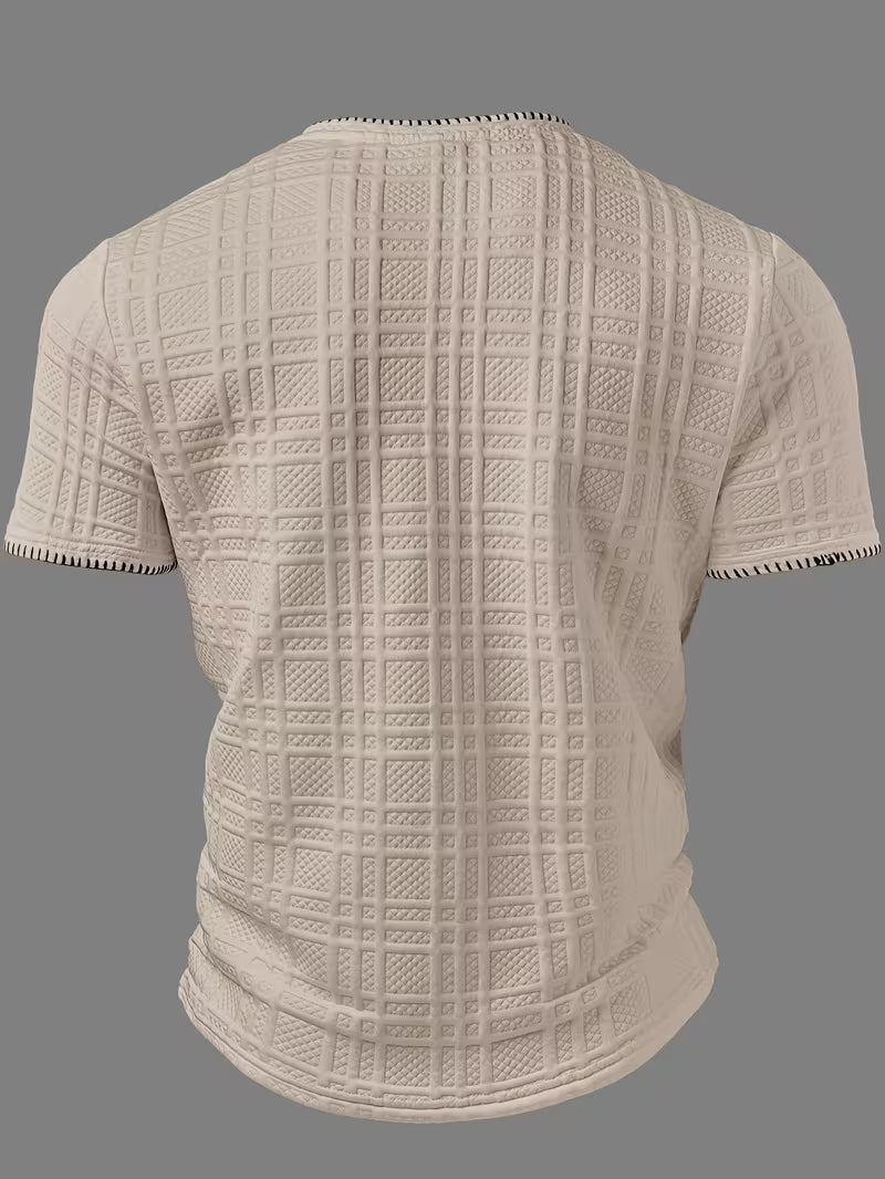 Layton | Henley T-Shirt Textured Short Sleeve Button Neck