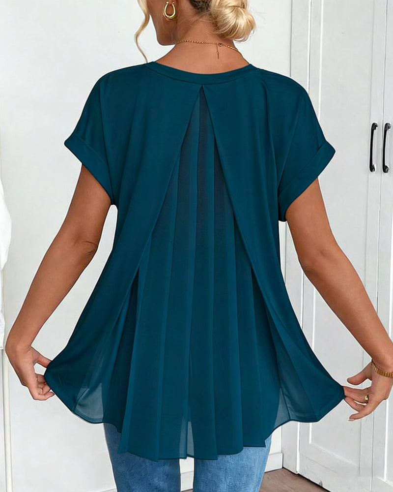 Liyanna - V Neck Pleated Back Tunic Top