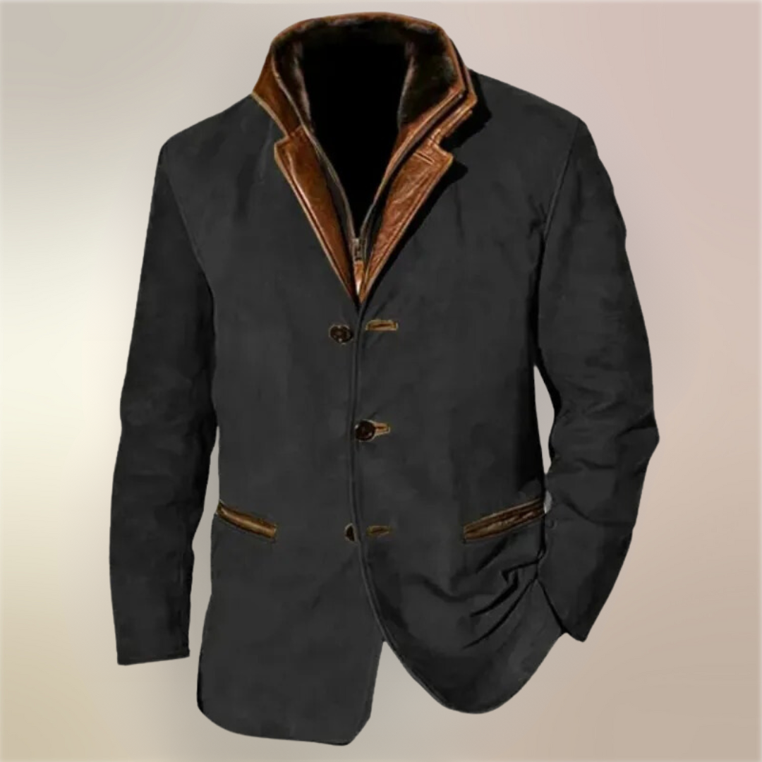 Sylvester  | Vintage Button Front Stand Collar Jacket