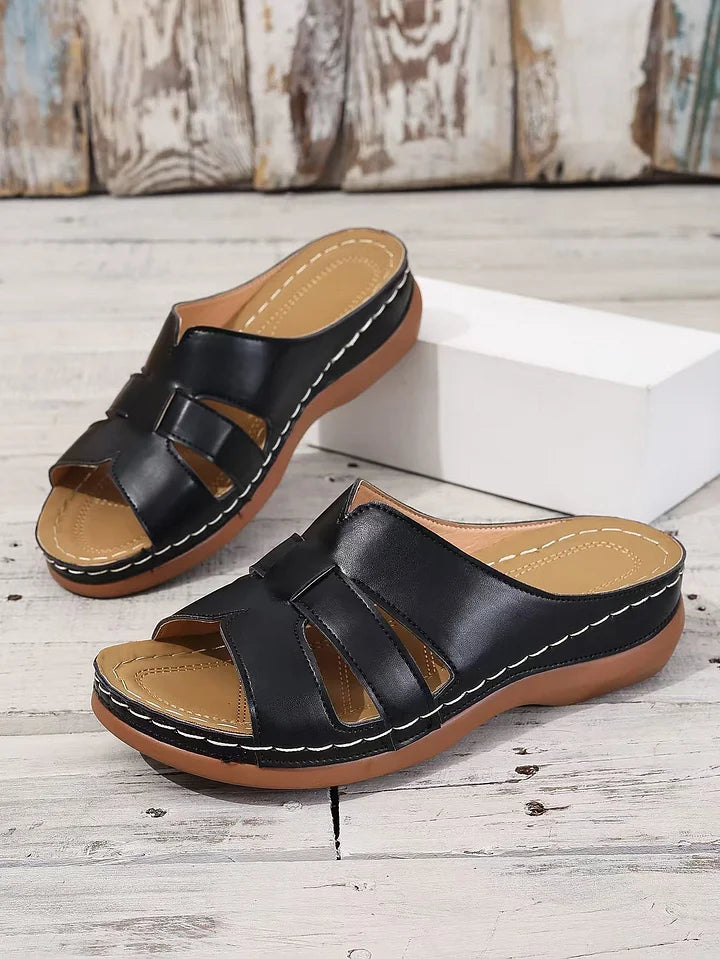 Ismera | Open Toe Cutout Slide Sandals