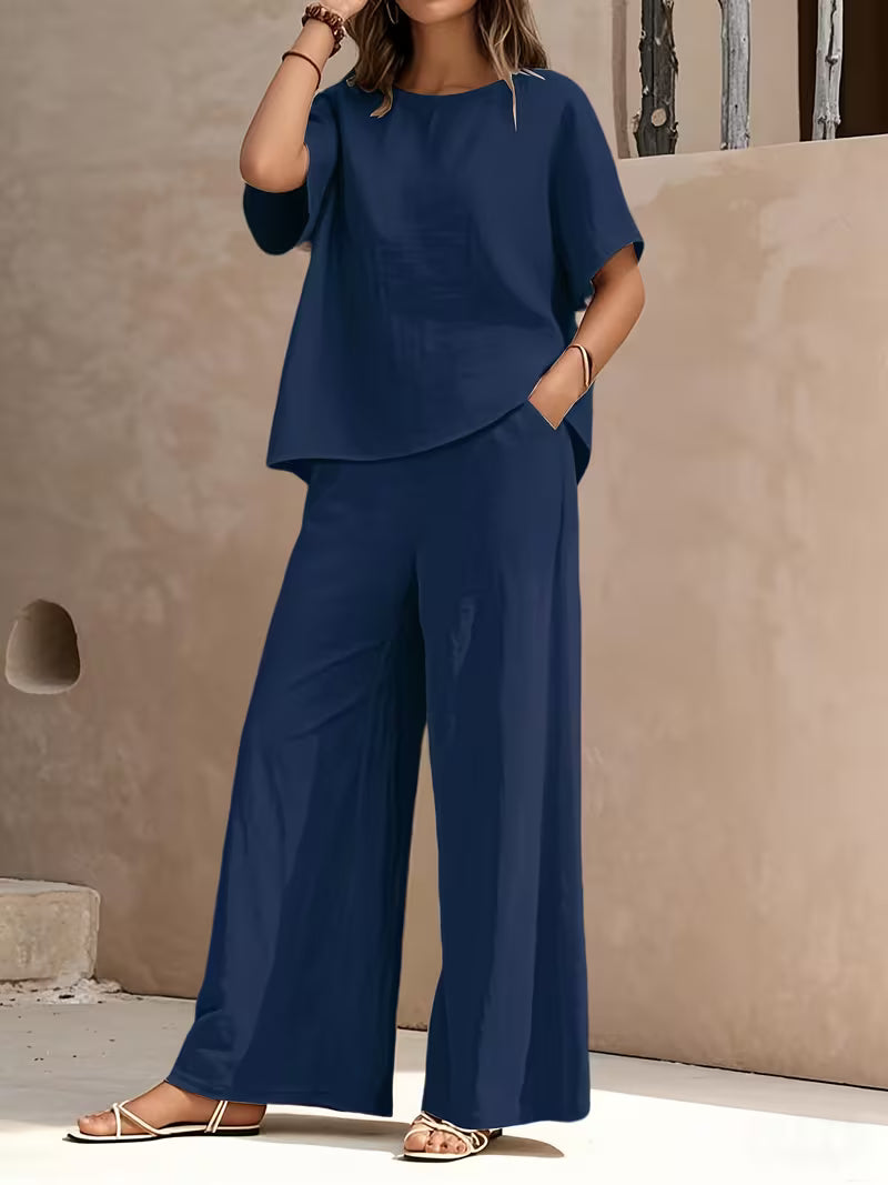 Josy | Trouser Set with Short Sleeve Relaxed Top
