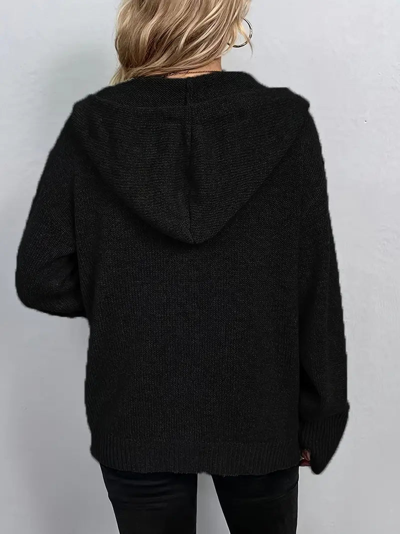 Suthida | Hooded Button Front Knit Cardigan Sweater