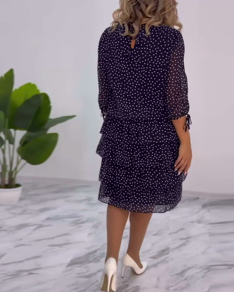 Meirit | Polka Dot Tiered Midi Dress