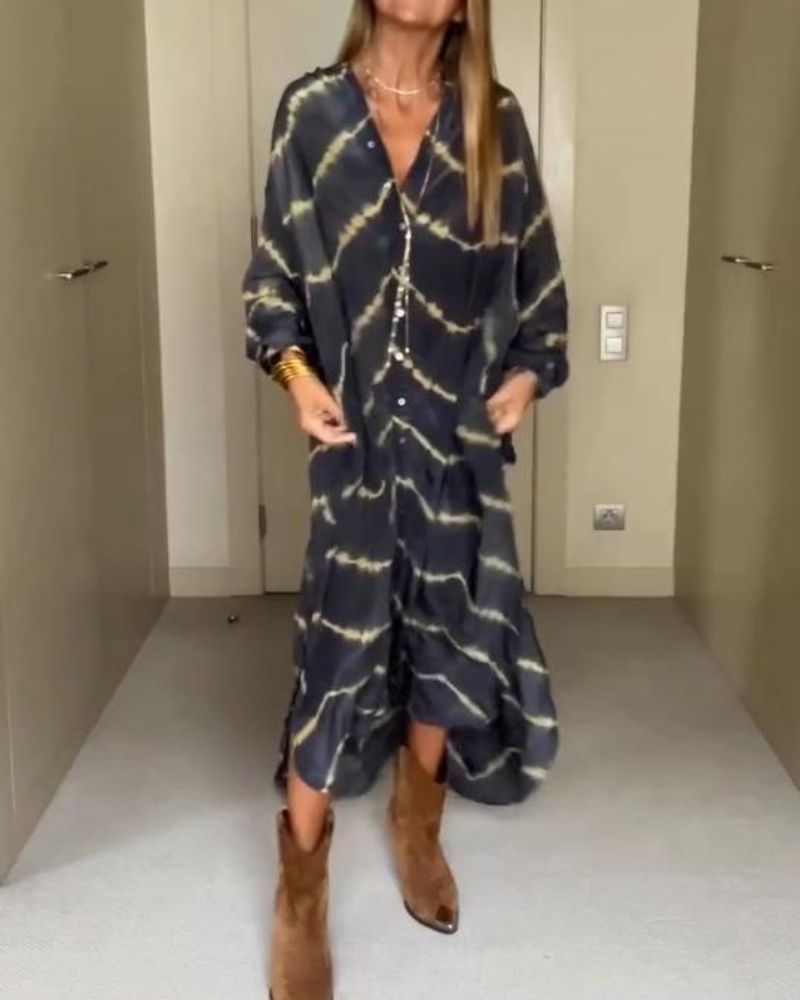 Suchitra | Tie Dye Print Button Front Maxi Dress