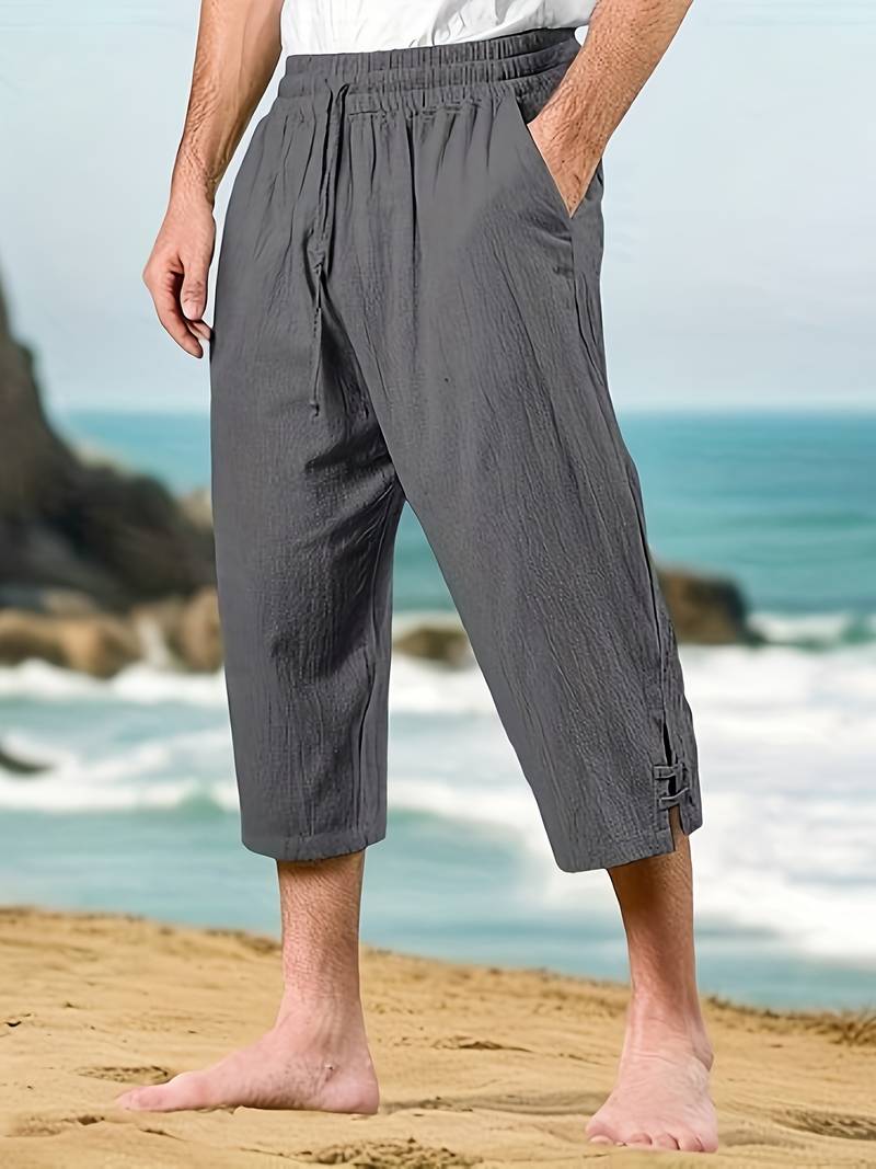 Eksteen | Cropped Drawstring Elastic Waist Casual Trousers