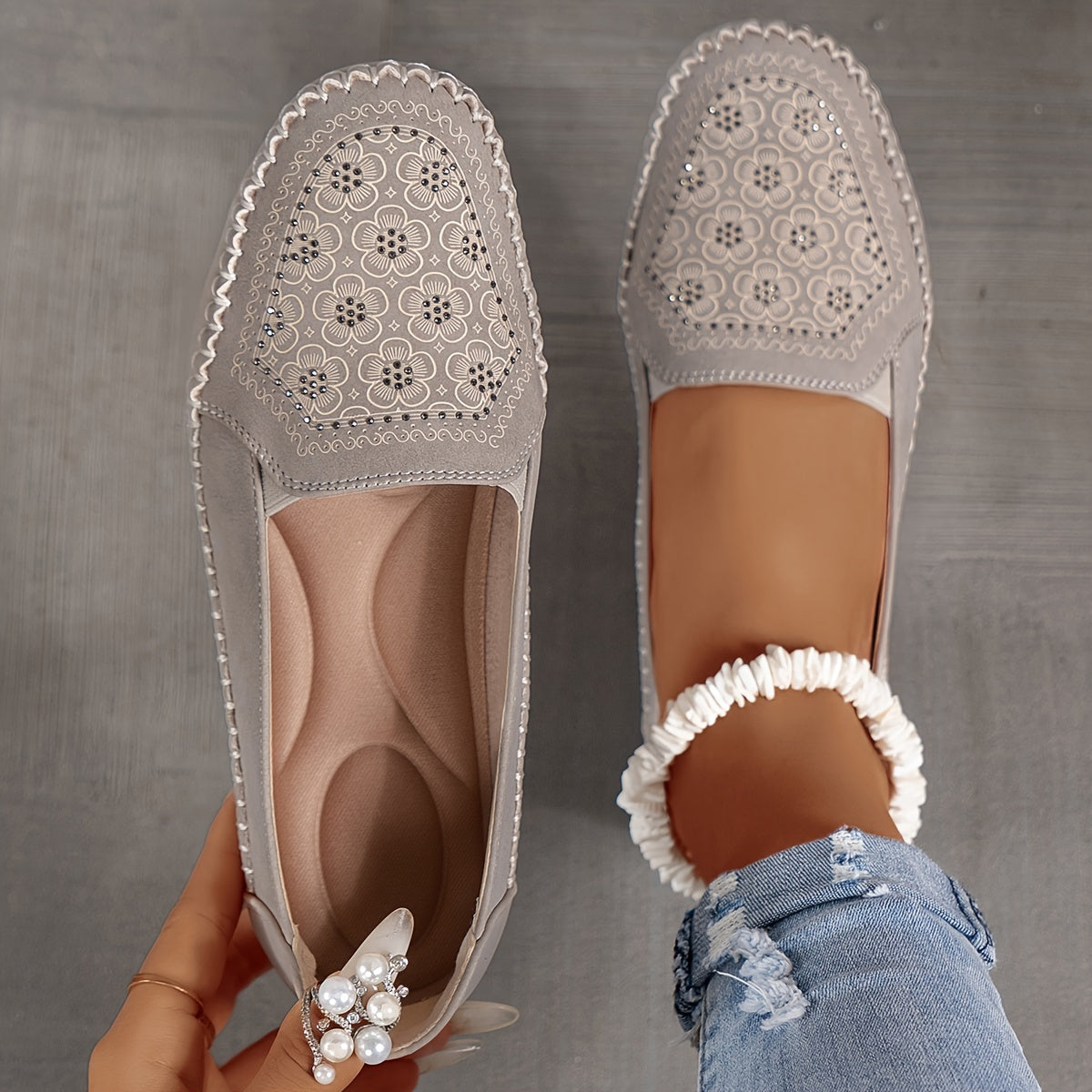 Lyrissa | Floral Slip-On Loafers Shoes