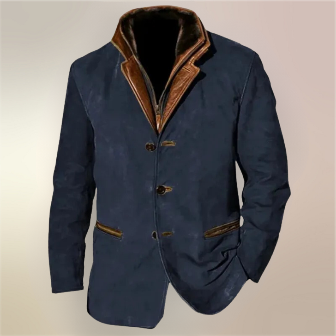 Sylvester  | Vintage Button Front Stand Collar Jacket