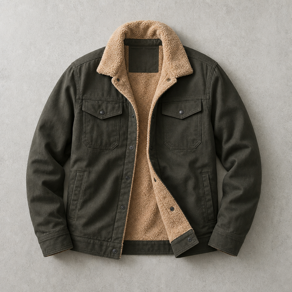 Georg | Jacket With Plush Collar and Snap Closure
