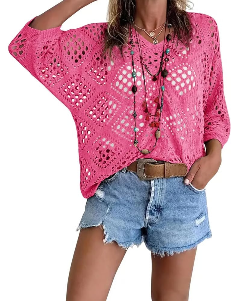 Helenia | Crochet Knit Openwork Sleeve Top