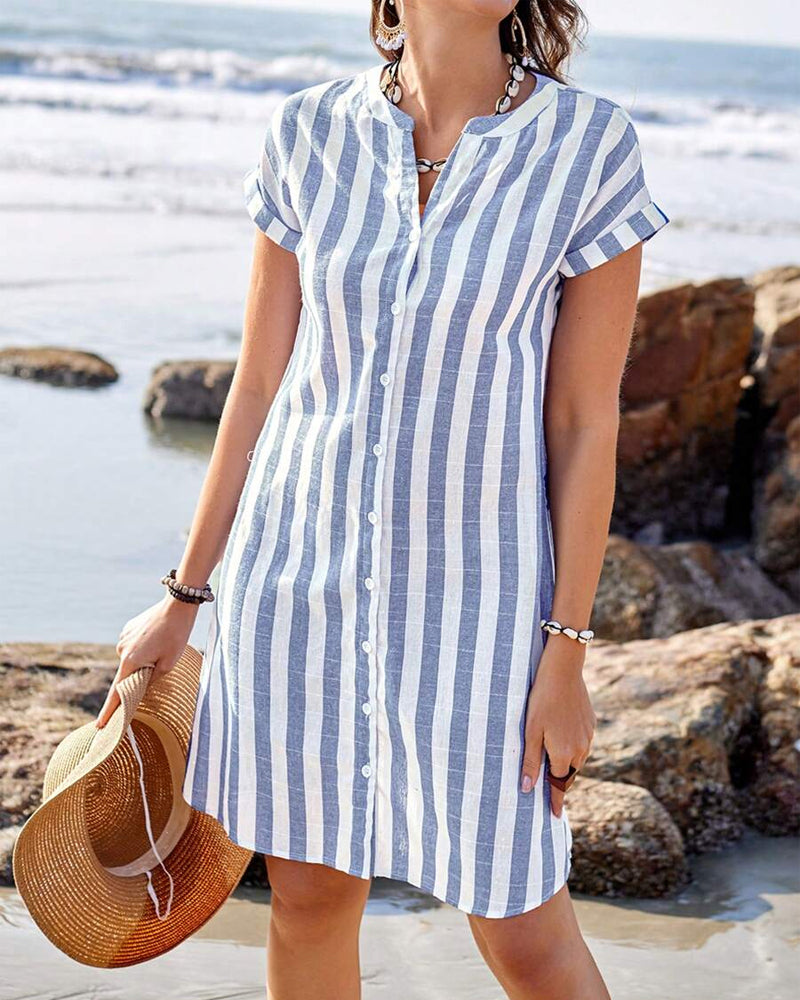 Berlisa | Striped Short Sleeve Shirt Dress