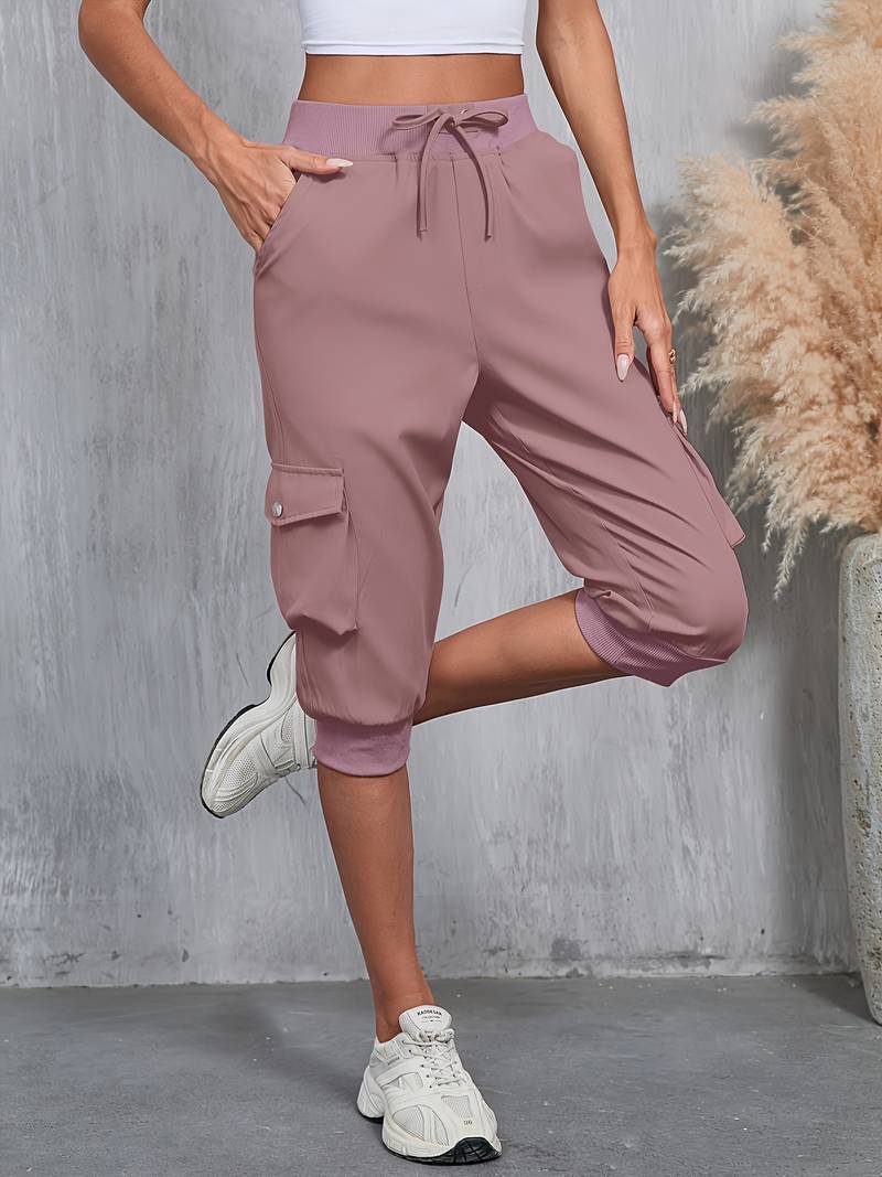 Kirabo | Cargo Capri Jogger Pants With Pockets