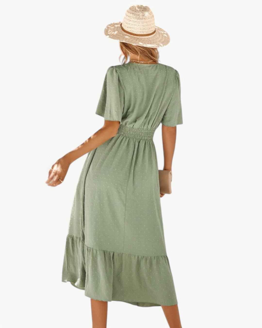 Marwa | Short Sleeve V-Neck Polka Dot Dress
