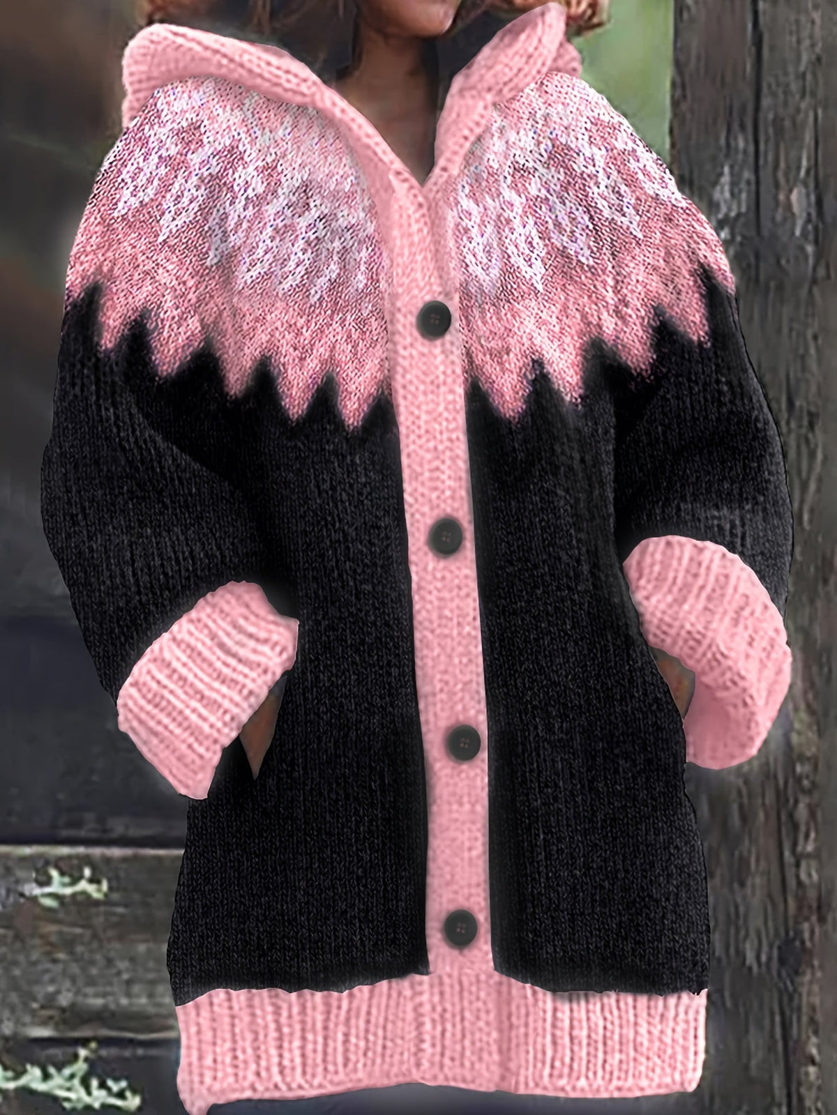 Peneeuva | Hooded Long Sleeve Winter Sweater