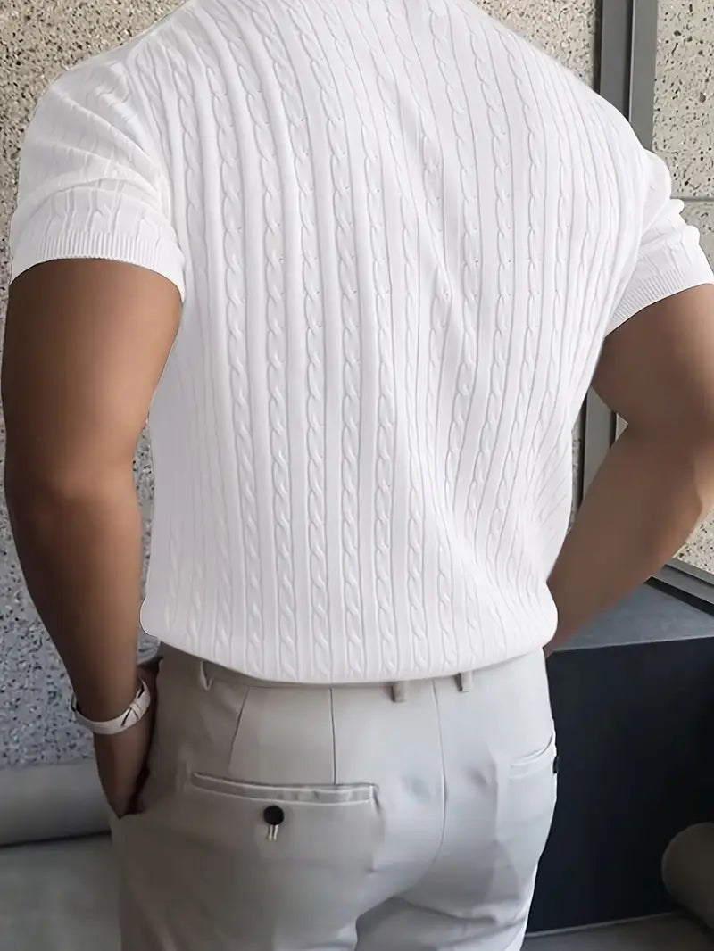 Kiril - Cable Knit Short Sleeve Crewneck Jumper