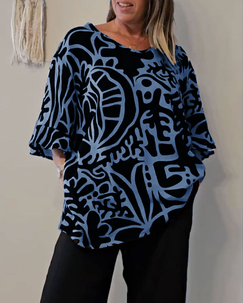 Prabodhi | Abstract Print Loose Fit Top