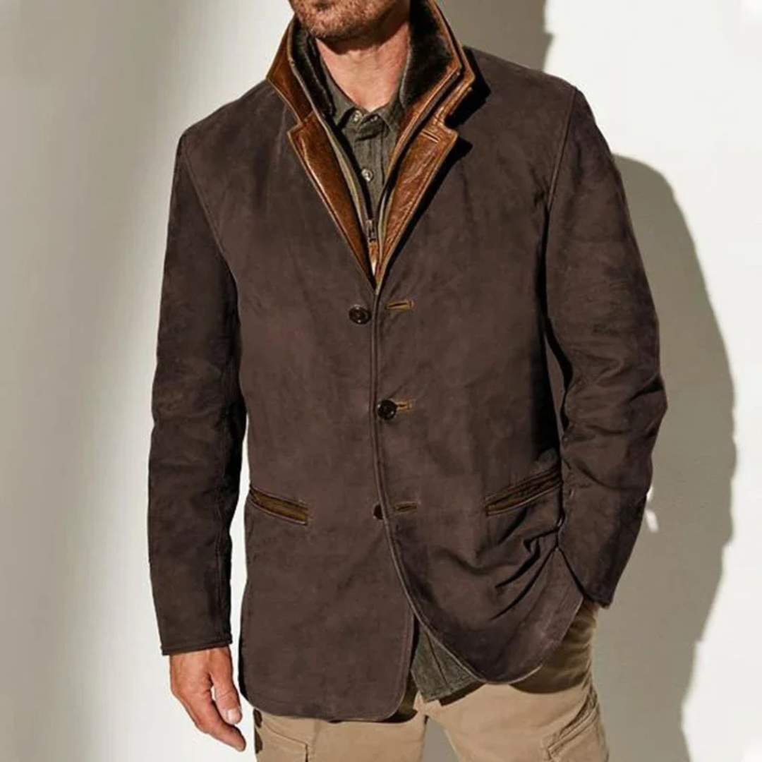 Sylvester  | Vintage Button Front Stand Collar Jacket