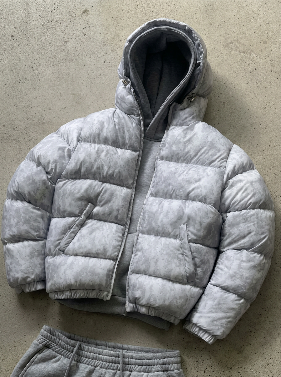Amar | Puffer Jacket Black Hooded Zip Front