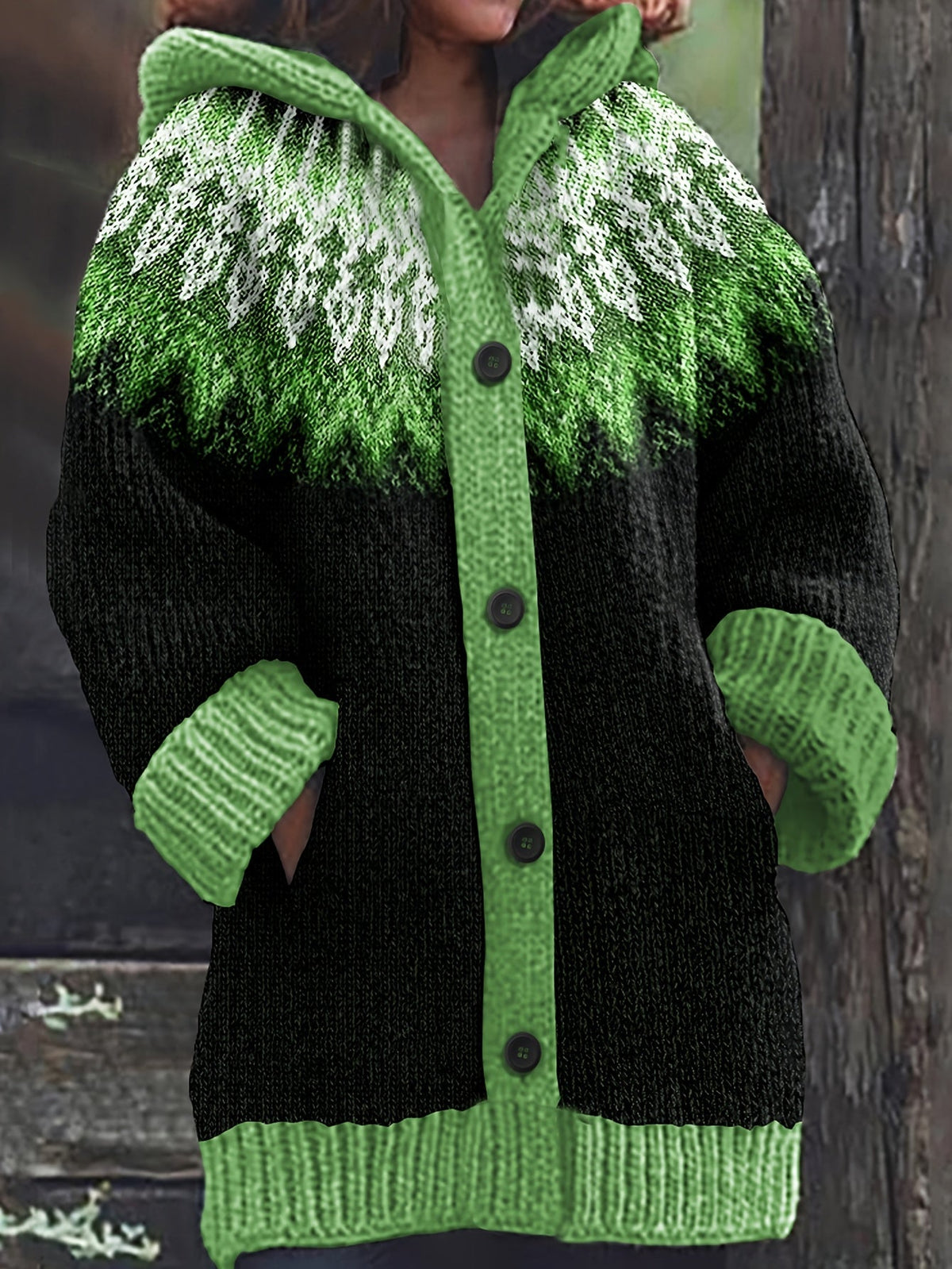 Peneeuva | Hooded Long Sleeve Winter Sweater