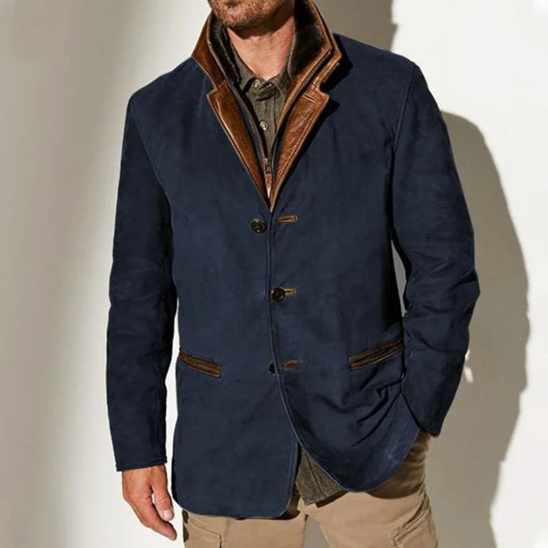 Sylvester  | Vintage Button Front Stand Collar Jacket