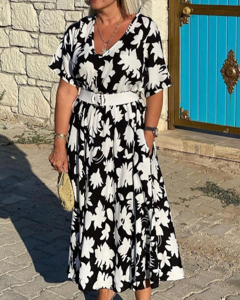 Gomez | Floral Print V Neck Maxi Dress