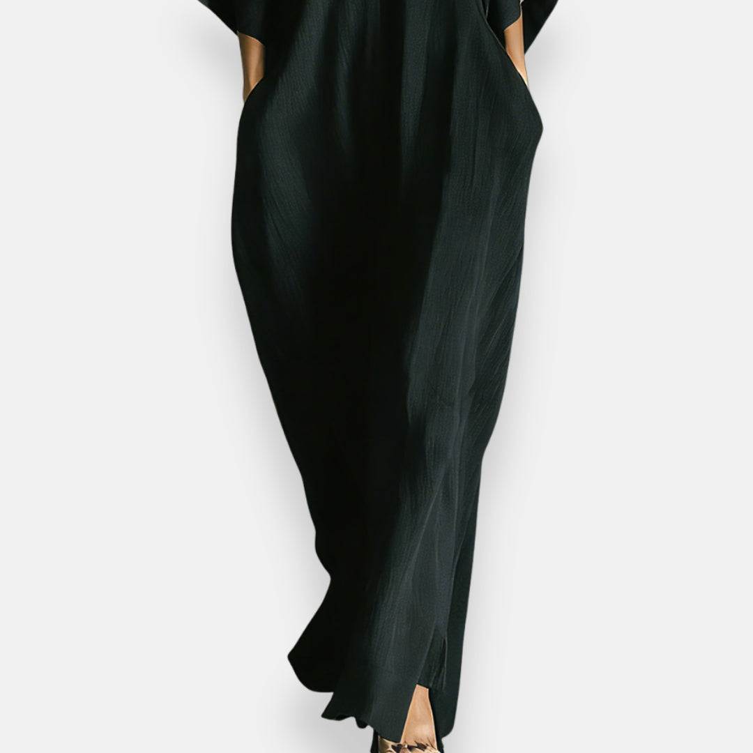 Maricel | Maxi Dress With Stand Collar Pockets