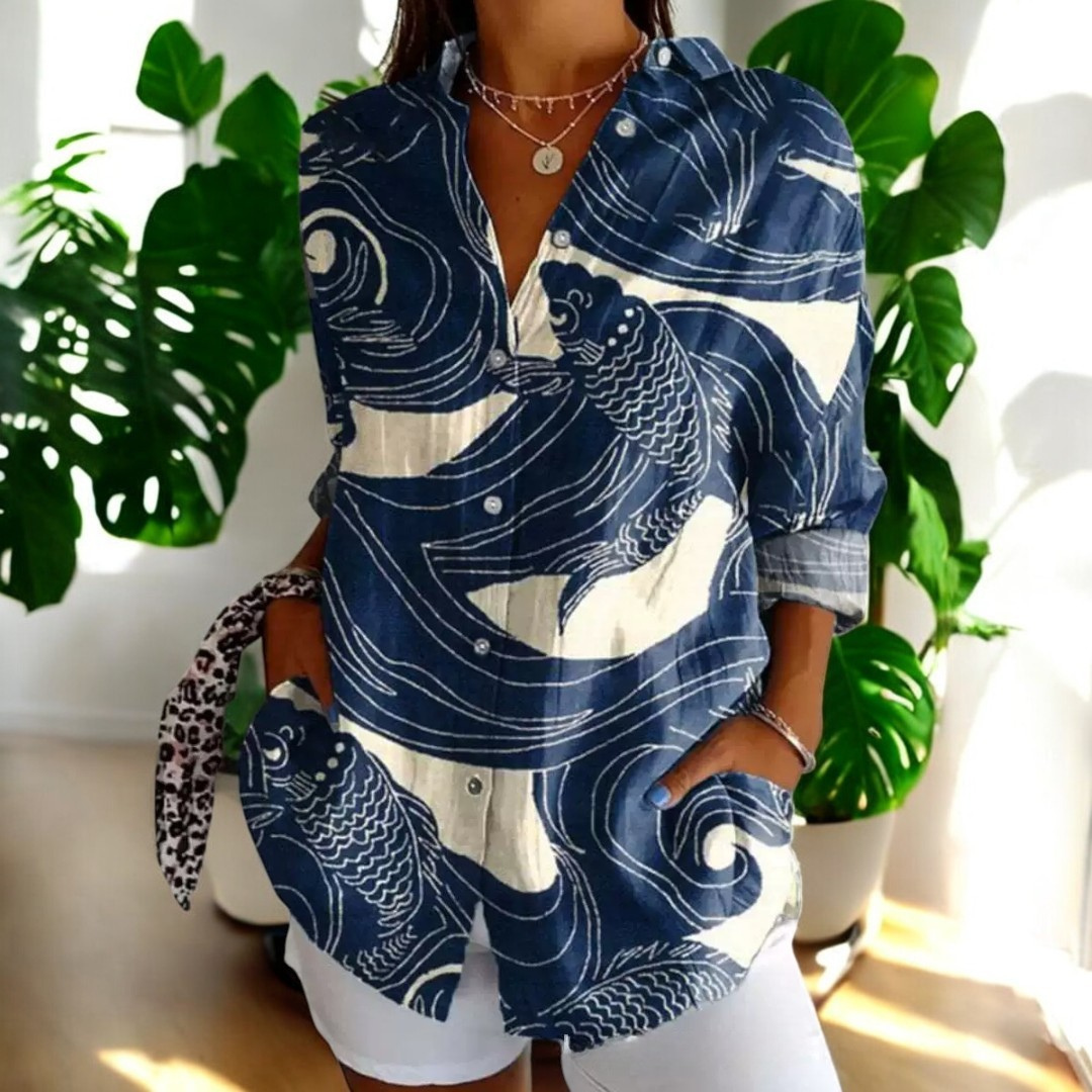 Elira | Floral Print Long Sleeve Button Shirt