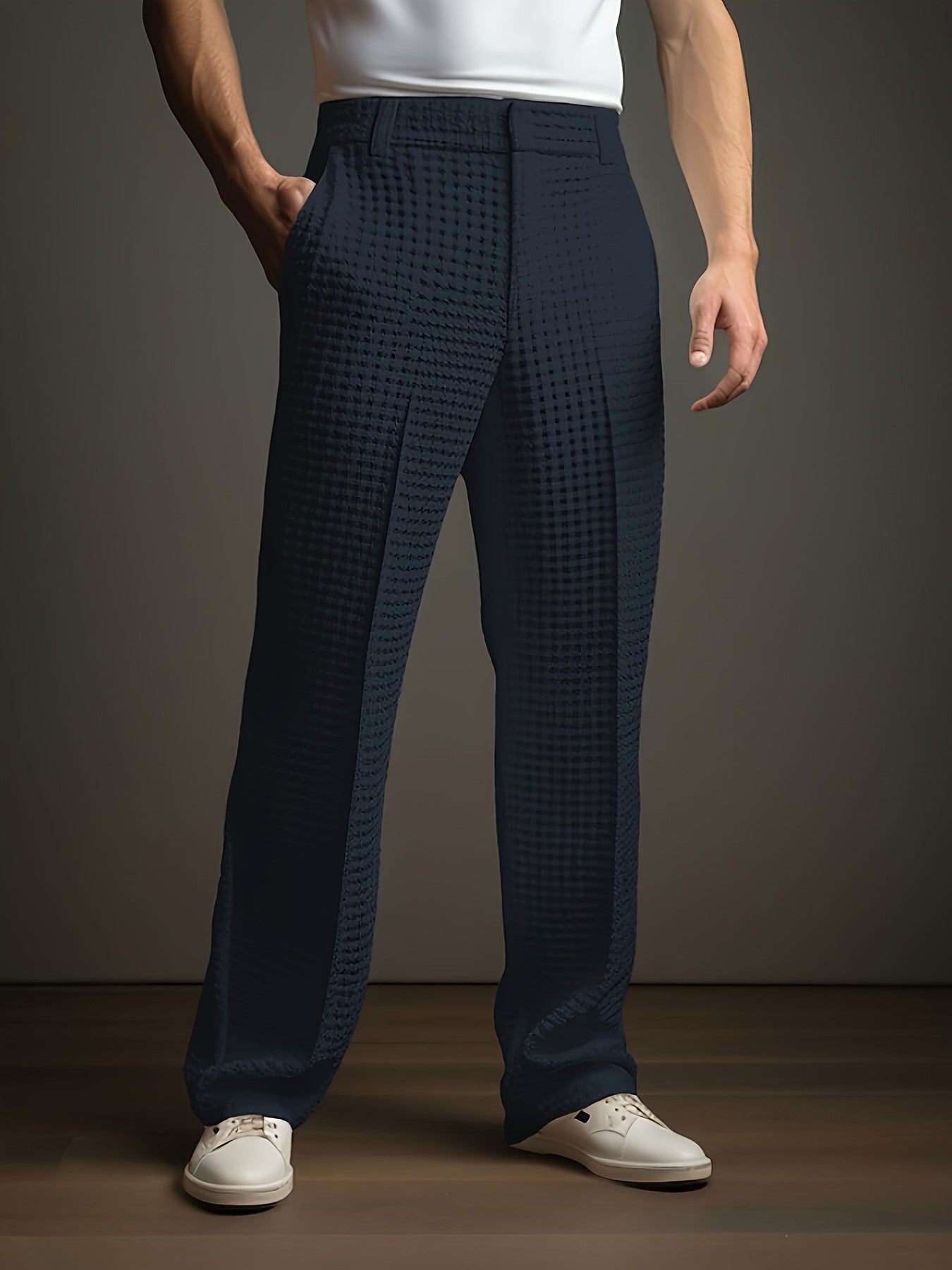 Harmen | Textured Straight Leg Trousers
