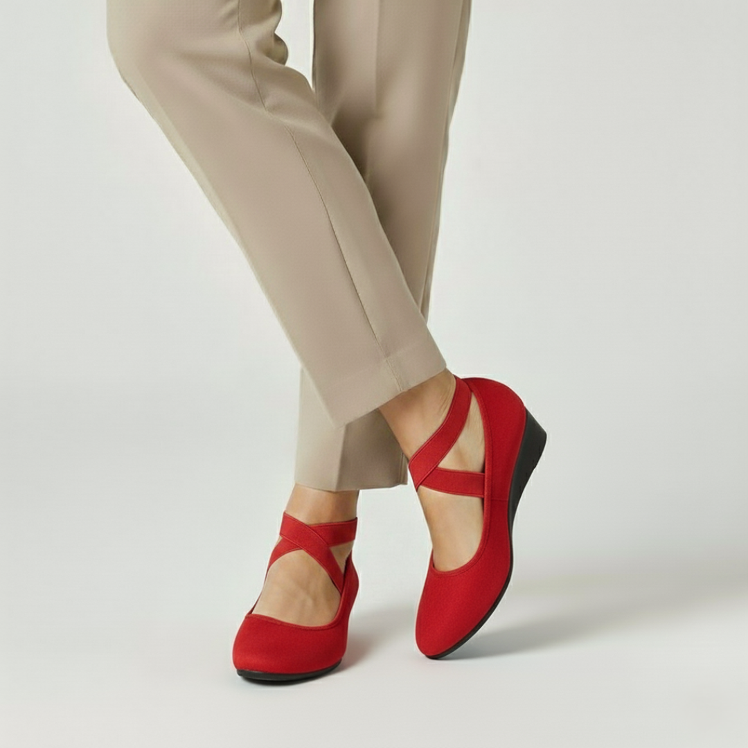 Dalida | Cross Strap Wedge Flats