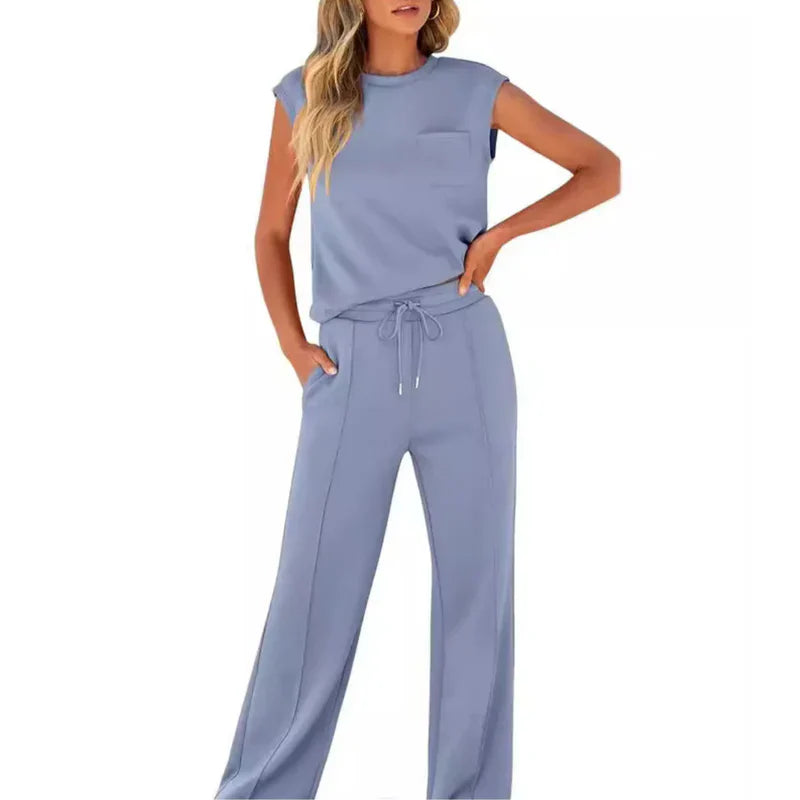 Pestana | Sleeveless Top Wide Leg Pants Set