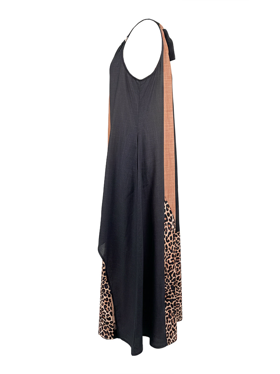 Ida | Maxi Dress with Leopard Print Panels