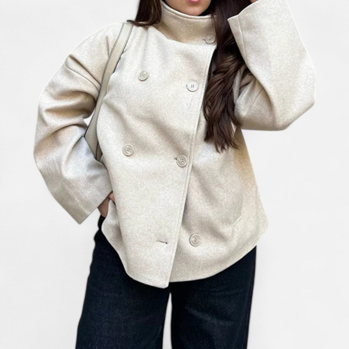 Eveliya | Chic Structured Short Coat with Double Buttons