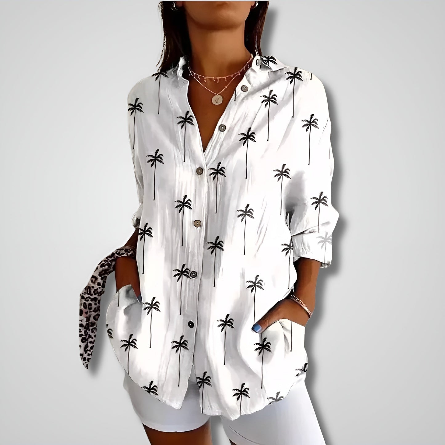 Shalom | Printed Long Sleeve Button Front Blouse