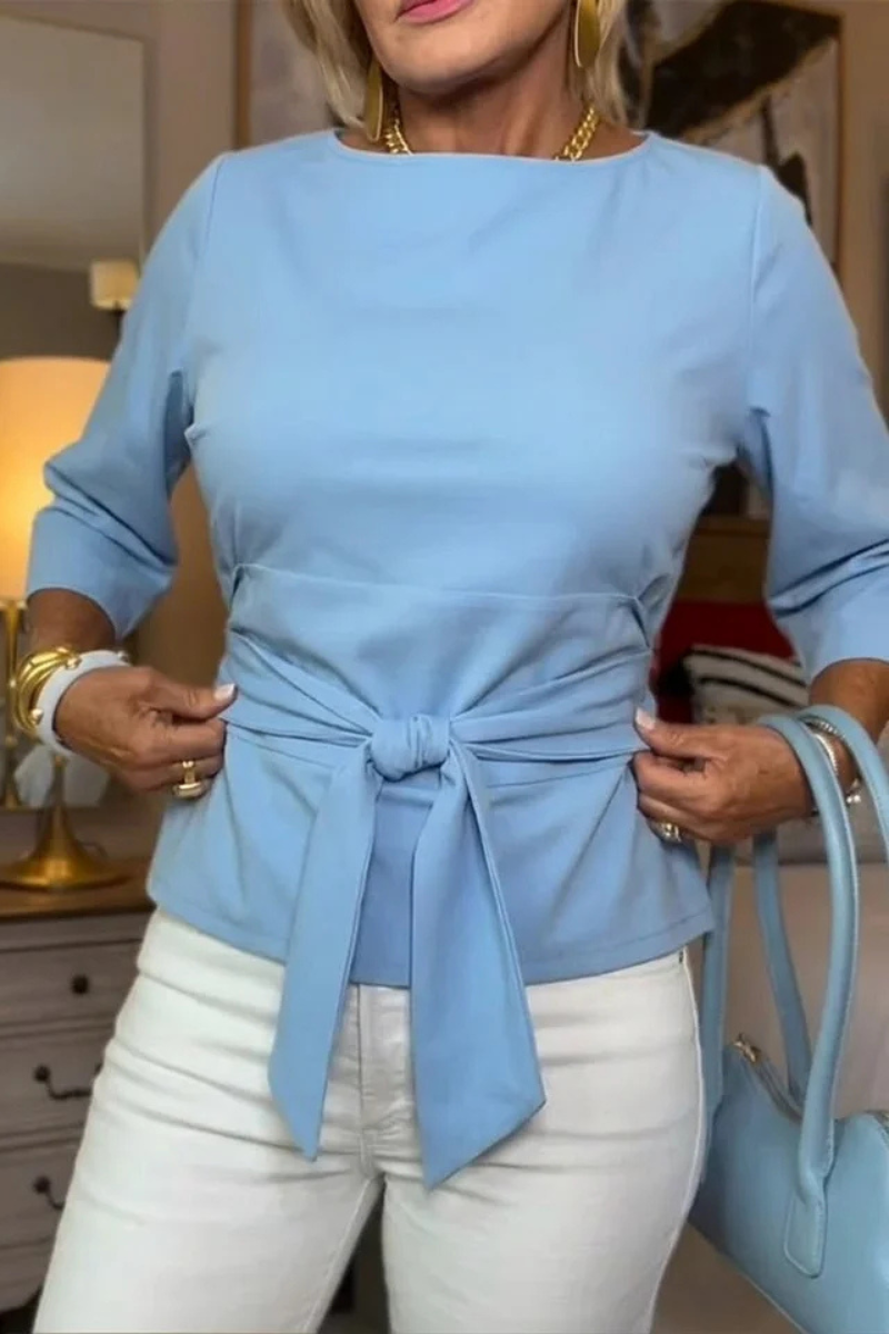 Shaniera | Tie Front Three Quarter Sleeve Top