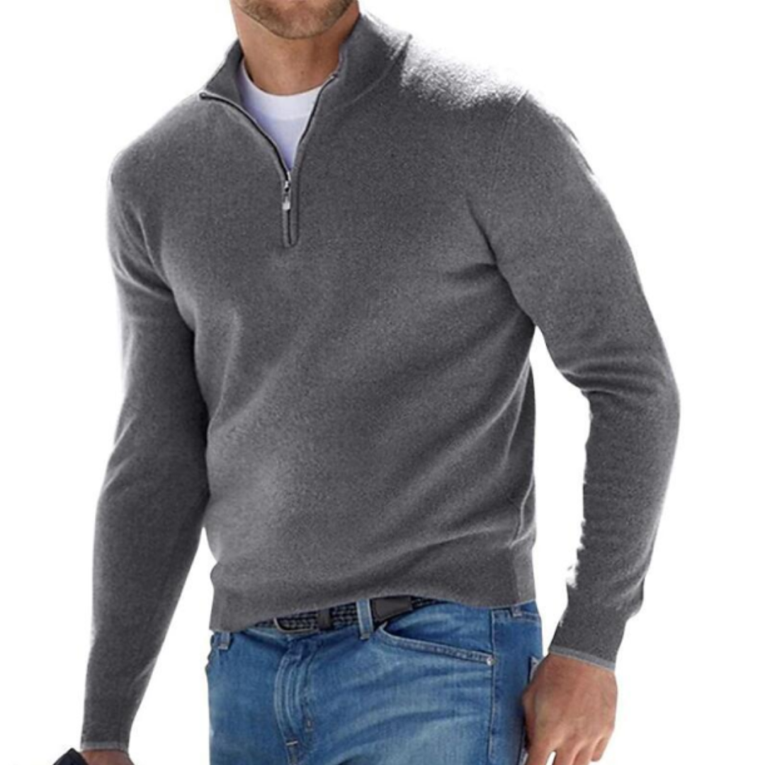 Robbert | Sweater With Quarter Zip and Stand Collar