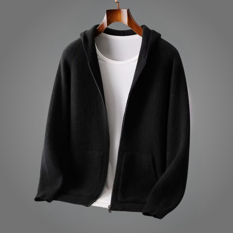 Romain | Hoodie With Full Zip Knitted Texture