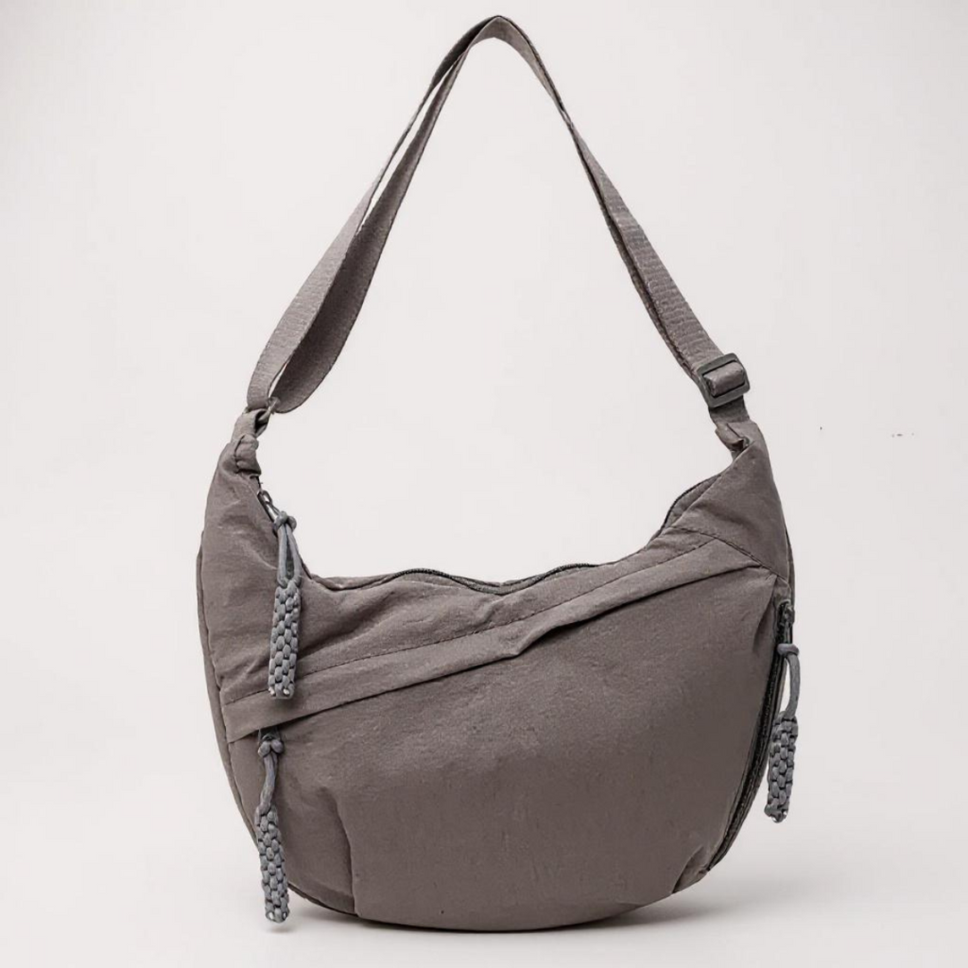 Soukaina | Curved Shoulder Bag With Zipper Pockets
