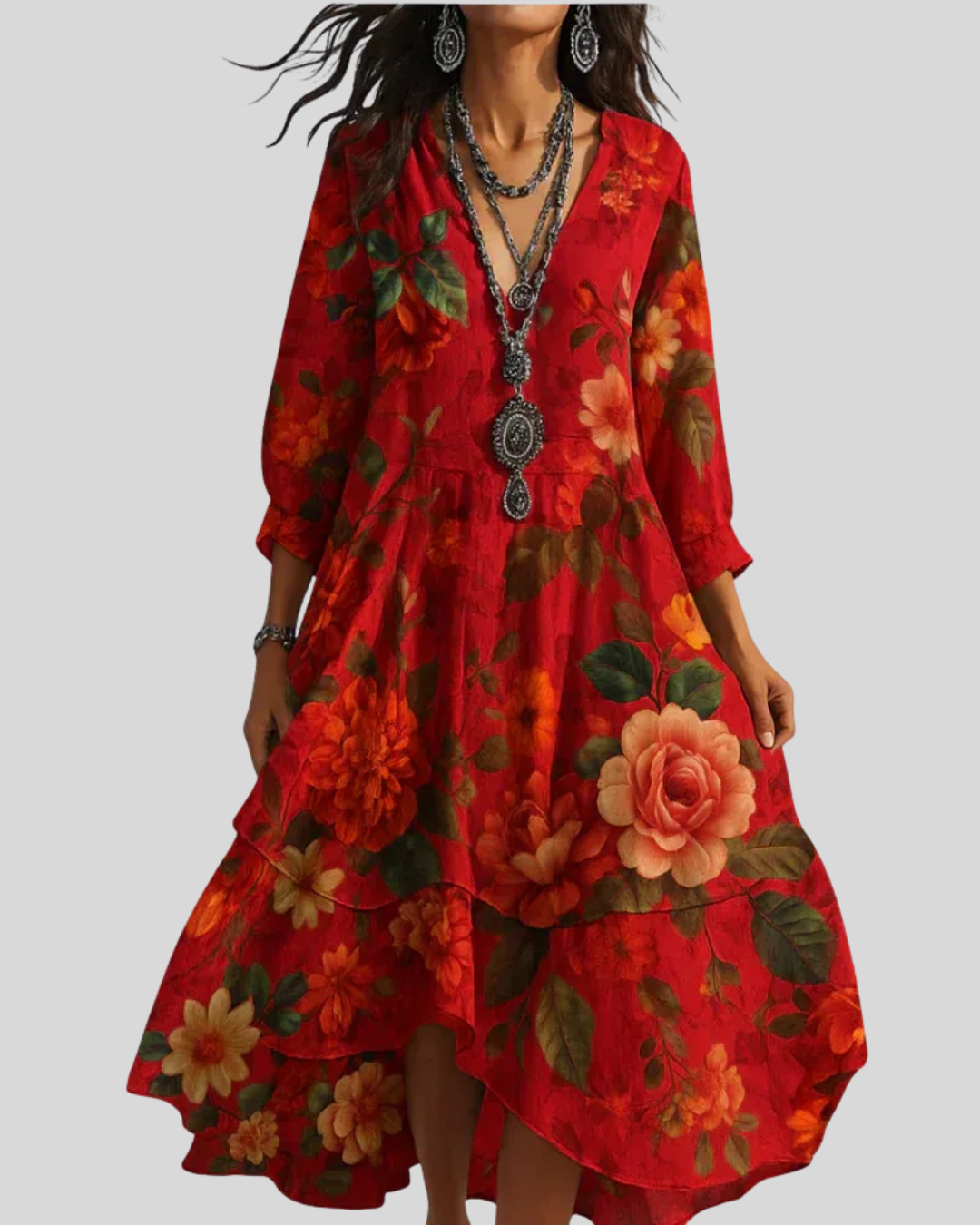 Debra | Multicolor Polka Dot V-Neck Dress