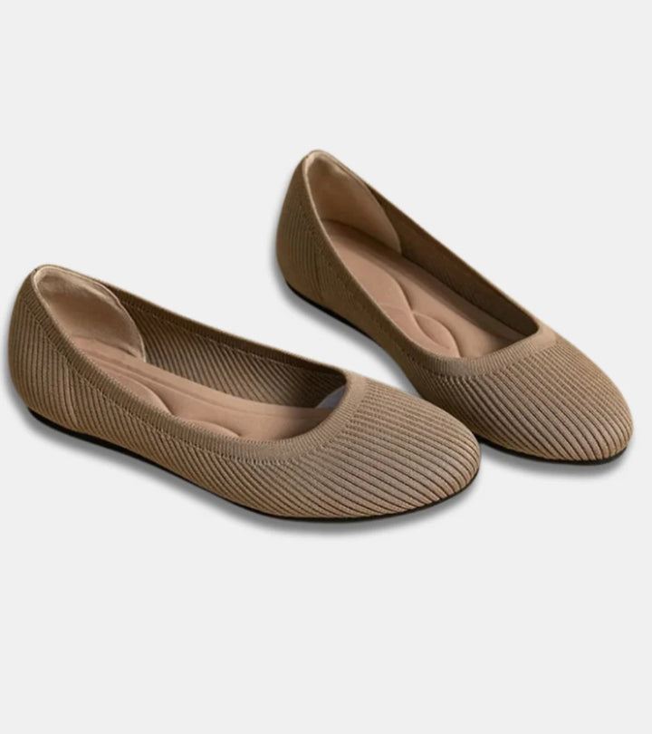 Alfia | Ballet Flats Ribbed Round Toe Slip Ons