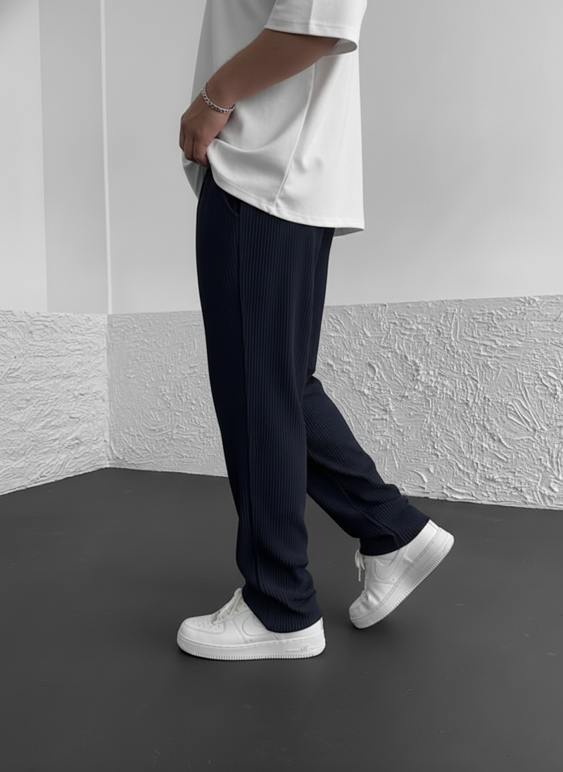Eliezer | Ribbed Relaxed-Fit Drawstring Pants
