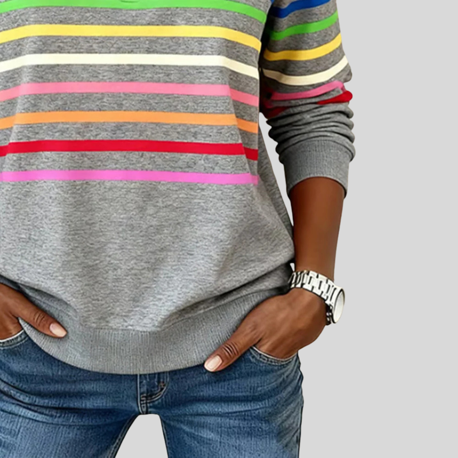 Evelyn | Sweatshirt Long Sleeve Half Zip Striped